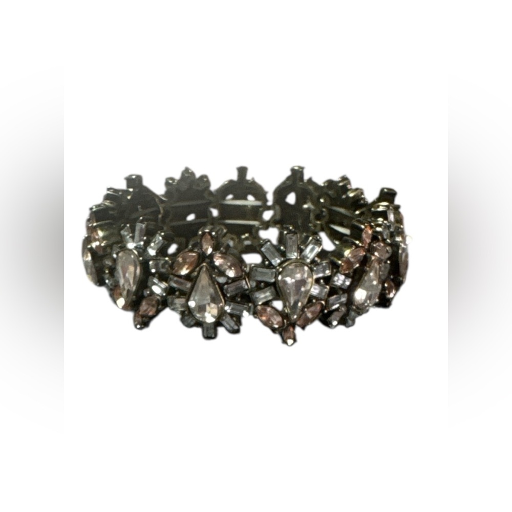 Sugar Fix by Bauble Bar Stretch Bracelet With Pink/Grey Rhinestones Florets